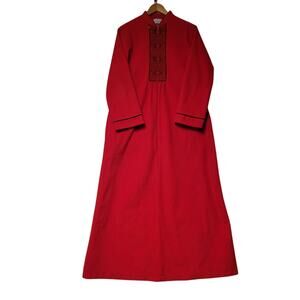 Vintage Fleece Housecoat Robe Loungewear Retro Red & Black Zip Up Women's M